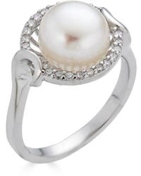 Belpearl - Silver 8mm Pearl Cz Ring - Lyst