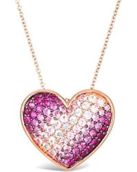 Le Vian - Le Vian Strawberry Ombre Heart 14K Rose 1.94 Ct. Tw. Ruby Sapphire O Heart Pendant Necklace - Lyst
