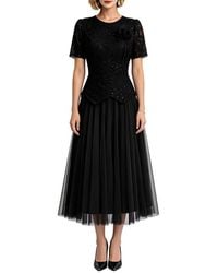 Linda Charm - Short Sleeve Midi Dress - Lyst