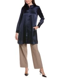 Eileen Fisher - Petite Mandarin Collar Silk-Blend Shirt - Lyst