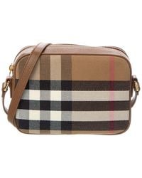 Burberry - Small Check Canvas & Leather Camera Bag - Lyst
