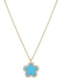 Adornia - 14K Plated Cz Halo 5-Leaf Clover Necklace - Lyst