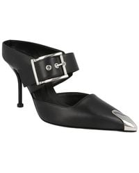 McQueen - Buckle Leather Mule - Lyst
