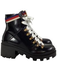 Gucci - Leather Trip Lug Sole Combat Boot (Authentic Pre-Loved) - Lyst