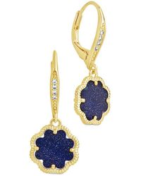 Sterling Forever - 14K Plated Rose Petal Short Drop Earrings - Lyst