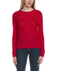 Sofiacashmere - Pointelle Crewneck Wool & Cashmere-Blend Sweater - Lyst