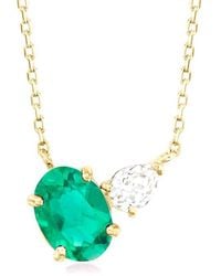 MaxColor - 14K 0.60 Ct. Tw. Lab-Grown Emerald Necklace - Lyst