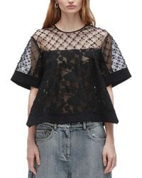 3.1 Phillip Lim - Corded Lace Organza Short Sleeve Flounce Top - Lyst