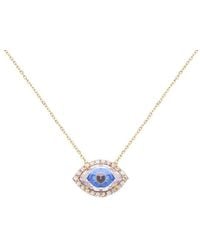 Gabi Rielle Love In Bloom 14k Over Silver Cz Evil Eye Pendant Necklace - Metallic