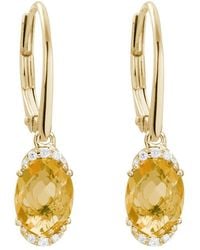 Diamond Select Cuts - 14k Diamond .05 Ct. & 2.02 Ct. Citrine Earrings - Lyst
