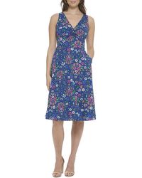 Kensie - Printed Texture Woven Midi Dress - Lyst