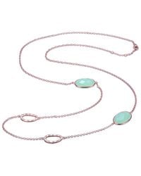 Genevive Jewelry - 18k Rose Gold Vermeil Green Cz 30in Necklace - Lyst