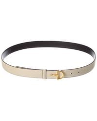 Gucci Half Horsebit Thin Leather Buckle Belt, White Gucci White & Gold Horsebit Leather Belt – Savonches main image 4