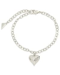 Sterling Forever - Rhodium Plated Beating Heart Charm Bracelet - Lyst