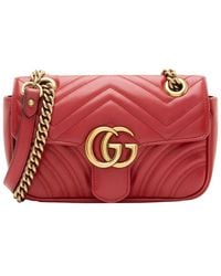 Gucci - Red Matelasse Leather GG Marmont Small Flap Bag (authentic Pre-loved) - Lyst