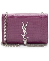 Saint Laurent - Croc-Embossed Leather Monogram Kate Tassel Small Shoulder Bag (Authentic Pre-Loved) - Lyst