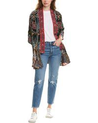 Johnny Was Petite Payden Reversible Silk-blend Kimono - Black