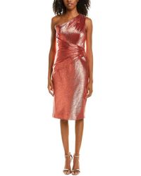 THEIA One-shoulder Silk-blend Cocktail Dress - Red
