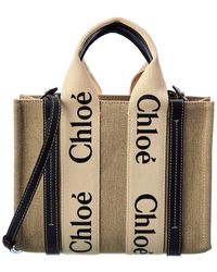 Chloé - Woody Canvas And Leather Tote Bag - Lyst