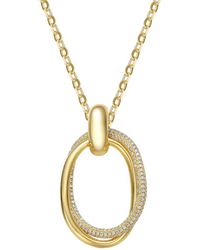 Rachel Glauber - 14k Over Silver Cz Double Entwined Oval Eternity Circle Pendant - Lyst