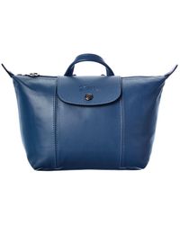 Longchamp Le Pliage Cuir Leather Backpack - Blue