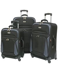 Black - Save 1% Geoffrey Beene Synthetic Carnegie 3pc Luggage Set in Black w/ Grey Womens Bags Luggage and suitcases 