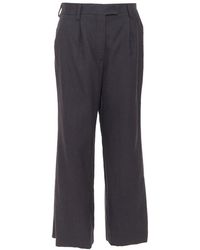 Prada - 2022 Wool Pleated Wide Crop Pant, Size It (Authentic Pre-Loved) - Lyst