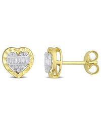 Diamond Select Cuts - 14K Two-Tone 0.21 Ct. Tw. Diamond Heart Earrings - Lyst