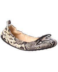 Tod's - Tod' Snake-embossed Leather Ballerina Flat - Lyst