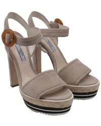 Prada - Buckled Ankle Strap Platform Suede Sandal (Authentic Pre-Loved) - Lyst