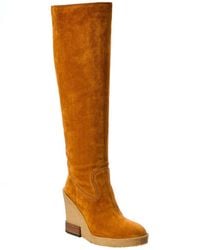 Tod's - Suede Knee-high Wedge Boot - Lyst