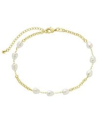 Sterling Forever - 14K Plated Allie Stationed Anklet - Lyst