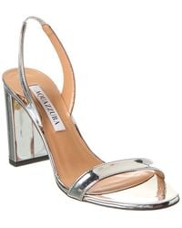 Aquazzura - So Nude Block 85 Leather Slingback Sandal - Lyst