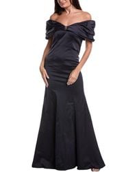 Teri Jon - Stretch Satin Off-Shoulder Gown - Lyst