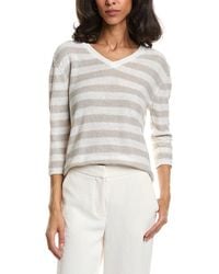 Forte - Beach Stripe V-Neck Linen Sweater - Lyst
