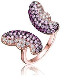 Genevive Jewelry - Two-tone Plated Cz Butterfly Ring - Lyst