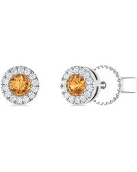 Sabrina Designs - 14K 0.16 Ct. Tw. Diamond & Citrine Studs - Lyst
