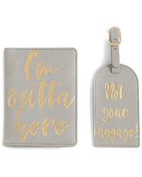 Shiraleah "i'm Out A Here/not Yours" Passport And Luggage Tag Gift Set - Green