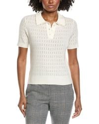 Tahari - Collar Rib Cashmere Polo Sweater - Lyst