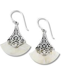 Samuel B. - Silver Pearl Filigree Drop Earrings - Lyst