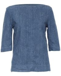 Celine - 2011 Denim Boat Neck Top, Size Fr (Authentic Pre-Loved) - Lyst