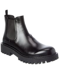 Prada - Logo Leather Chelsea Ankle Boot - Lyst