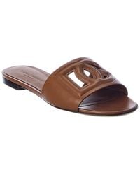 Dolce & Gabbana - Dg Logo Leather Sandal - Lyst