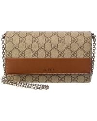 Gucci - Gg Emblem Gg Supreme Canvas & Leather Wallet On Chain - Lyst