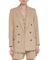 L'Agence - Aimee Relax Double Breasted Linen-Blend Blazer - Lyst