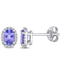 Rina Limor - 10K 0.98 Ct. Tw. Diamond & Tanzanite Oval Halo Earrings - Lyst