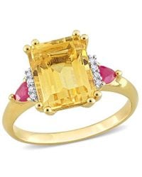 Rina Limor - Silver 3.54 Ct. Tw. Diamond & Citrine & Ruby Ring - Lyst