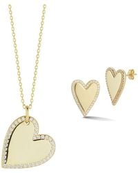 Glaze Jewelry - Silver Cz Heart Necklace & Earrings Set Set - Lyst
