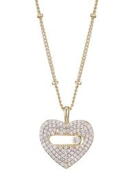 Adornia - 14K Plated Cz Heart Necklace - Lyst