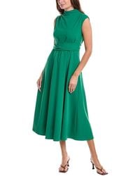 Gracia - Front Tie Belt Mock Neck Midi Dress - Lyst